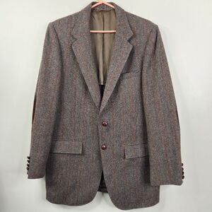 Vintage Kassel Brothers Union Made In USA Wool Tweed Elbow Patch Sport Coat 41L